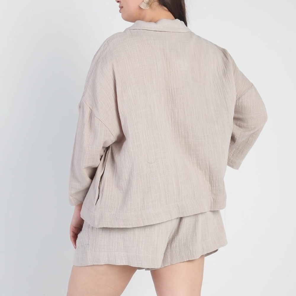 Grey Button-up Blazer Shorts Set - Picture 4 of 4